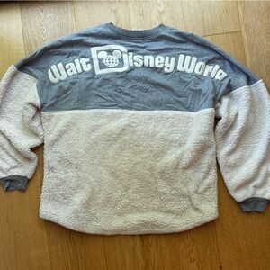 Walt Disney World Gray Cream Sherpa Spirit Jersey Sweatshirt - L